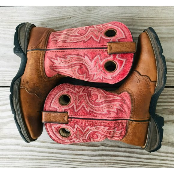 Durango Pink and Brown Heeled Boots - Picture 2 of 11